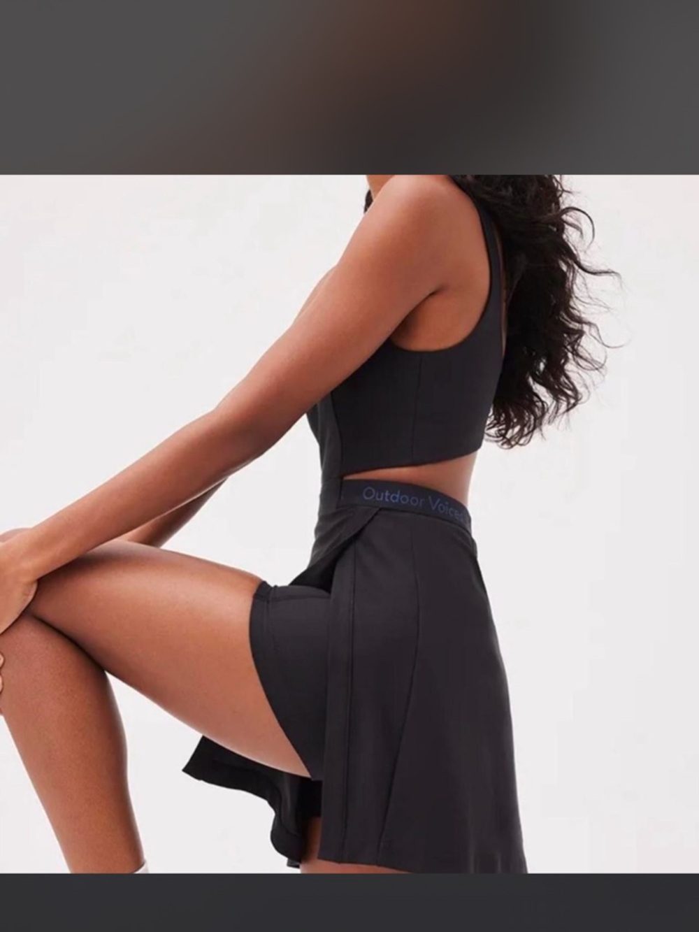 Outdoor Voices L Black Exercise Performance Dress Skort Built-In Shorts Cutout